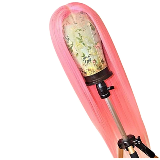 High temperature silk chemical fiber front lace wig hood Pink - Shop at LoveMi