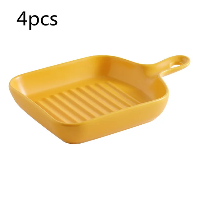 Handle ceramic plate - Yellow4Pcs