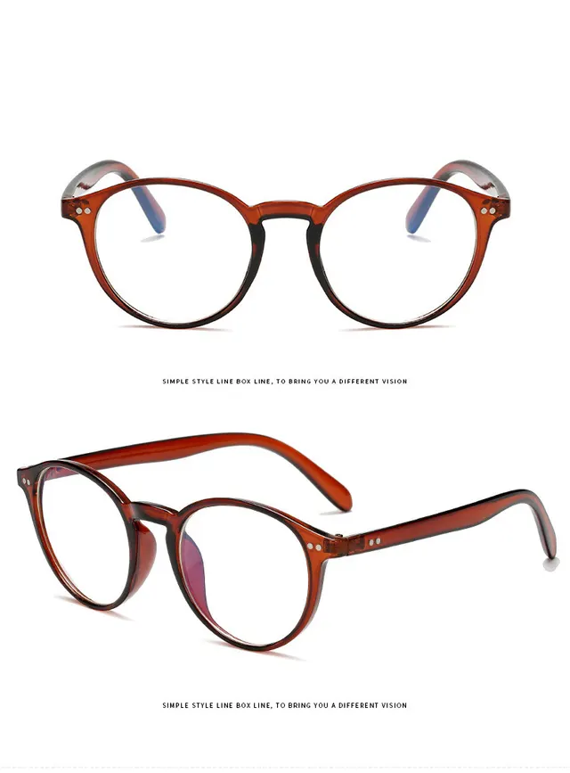 Double nail round frame anti-blue glasses frame - Tea Frame