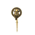 Power Game King Scepter Hand BROOCH BADGE Commemorative - Ancient Gold