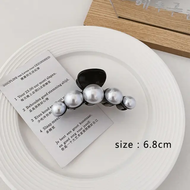 Temperament Large Back Head Hairpin Pearl Catch Clip Black Pearl - Shop at LoveMi