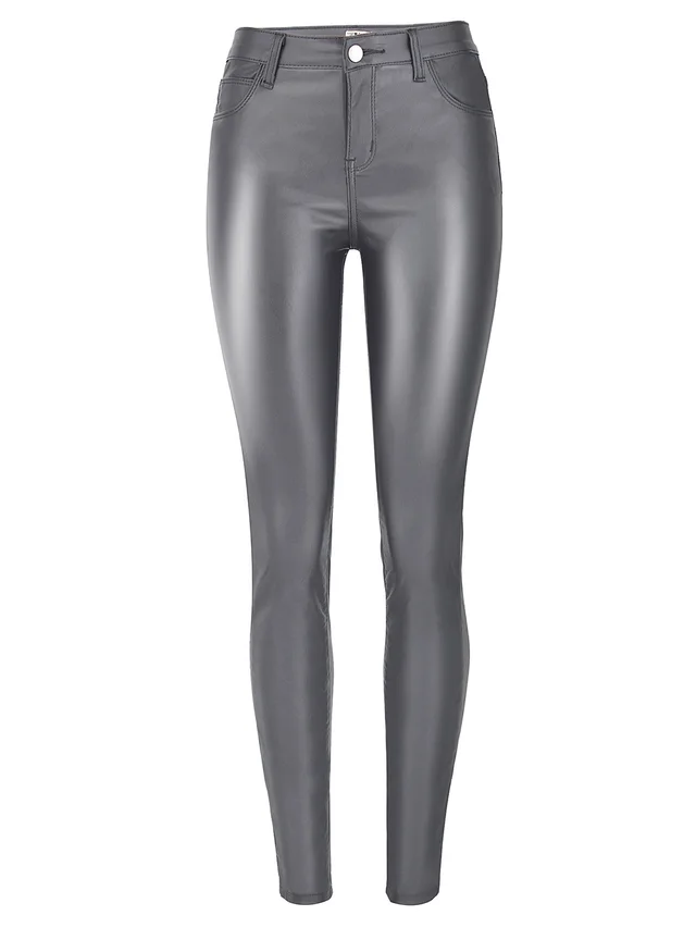 Women's body leather pants denim pants - Grey