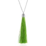 Colorful ethnic style necklace - Silver Light Green