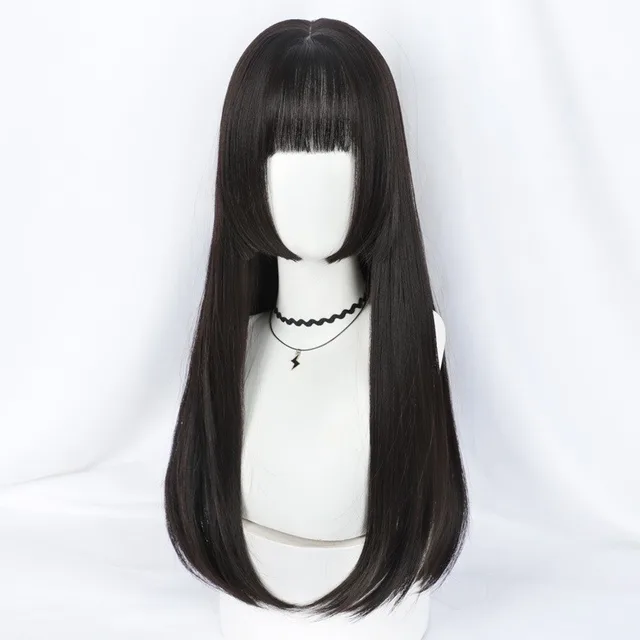 Straight Wig Women's Mid length Hair Natural Full Headgear Black - Shop at LoveMi