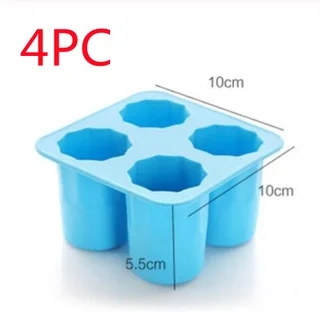 Silicone Ice Maker Mould Bar Party Drink Ice Tray Cool Shape Ice Cube Freeze Mold 4-Cup Ice Mold Cup - Blue 4Pc
