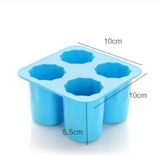 Silicone Ice Maker Mould Bar Party Drink Ice Tray Cool Shape Ice Cube Freeze Mold 4-Cup Ice Mold Cup - Blue