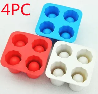 Silicone Ice Maker Mould Bar Party Drink Ice Tray Cool Shape Ice Cube Freeze Mold 4-Cup Ice Mold Cup - Random Color 4Pc