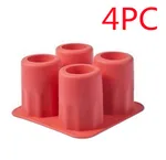 Silicone Ice Maker Mould Bar Party Drink Ice Tray Cool Shape Ice Cube Freeze Mold 4-Cup Ice Mold Cup - Red 4Pc
