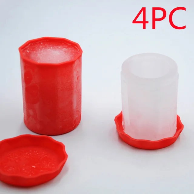 Silicone Ice Maker Mould Bar Party Drink Ice Tray Cool Shape Ice Cube Freeze Mold 4-Cup Ice Mold Cup - Red Single Hole 4Pc