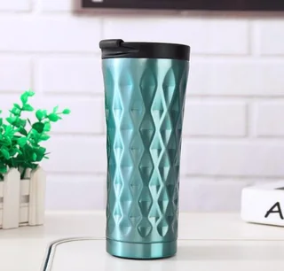 New 500 Ml Double Wall Stainless Steel Car Coffee Mug Cup Coffee Tea Mug Thermo Water Bottle Thermocup Thermomug - Light Blue