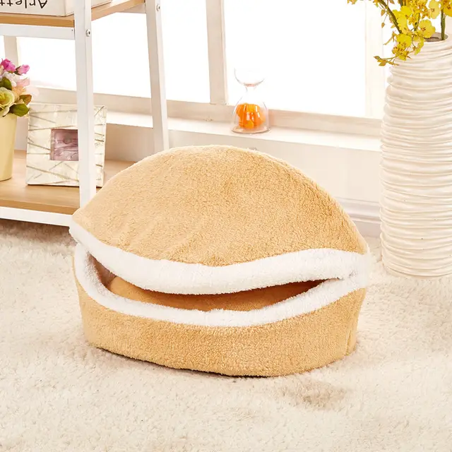 Removable cat litter dog kennel pet nest hamburger nest shell Beige - Shop at LoveMi