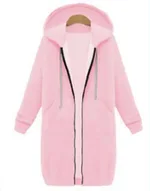Hooded long-sleeved winter sweater women's jacket in a long thick shirt - Pink