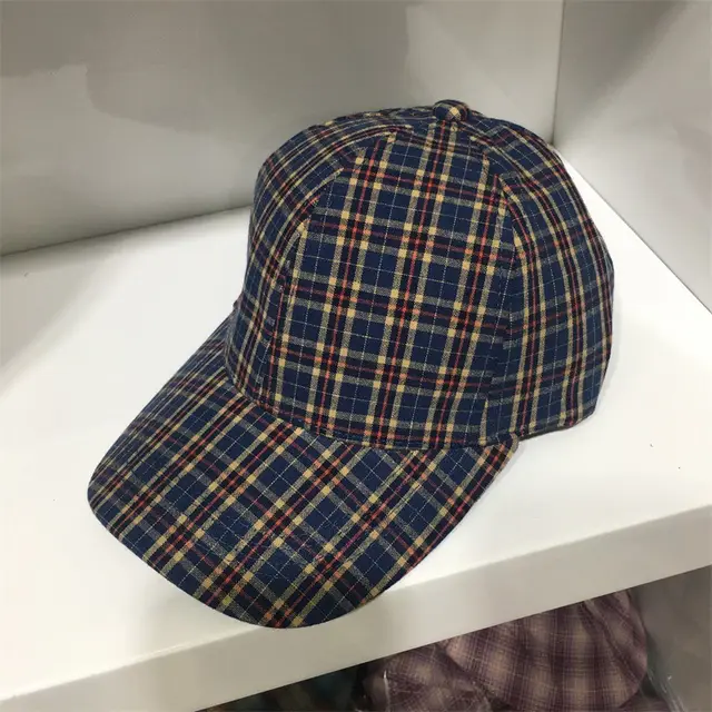 Children's Summer Korean Plaid Baseball Cap - Bule