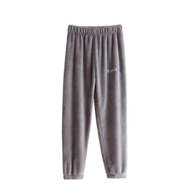 Large size coral fleece trousers - Cat Gray