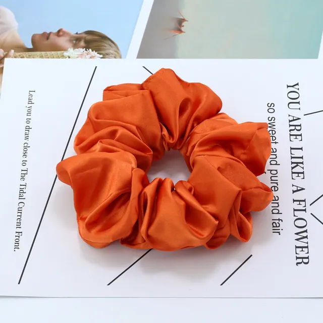 Bright Color Satin Cloth Circle Large Intestine Circle Headdress Orange - Shop at LoveMi