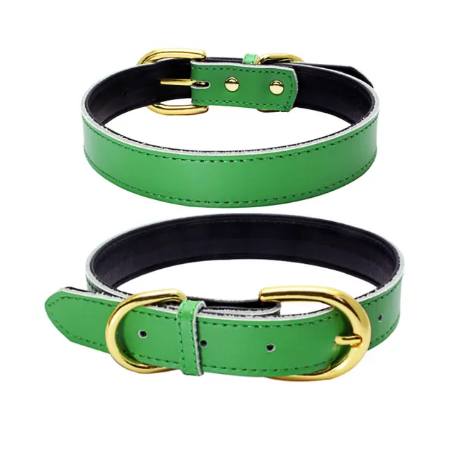 Cowhide pet collar - Green