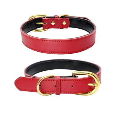 Cowhide pet collar Red - Shop at LoveMi
