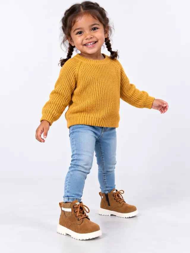 Toddler Khaki Lace Up Boots, Velvet Lined Khaki - Shop at LoveMi