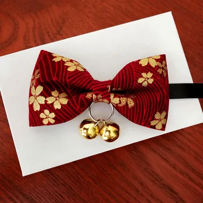 Pet Cat Bow Tie Handmade Collar Bell Identity Tag Old Style Red - Shop at LoveMi