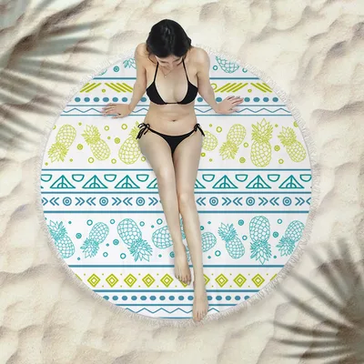Fringed beach towel round bath towel beach towel X029 150X150 Cm - Shop at LoveMi