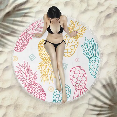 Fringed beach towel round bath towel beach towel X032 150X150 Cm - Shop at LoveMi