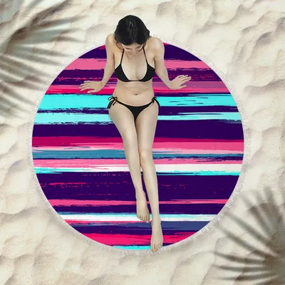 Fringed beach towel round bath towel beach towel X062 150X150 Cm - Shop at LoveMi