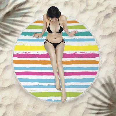Fringed beach towel round bath towel beach towel X063 150X150 Cm - Shop at LoveMi