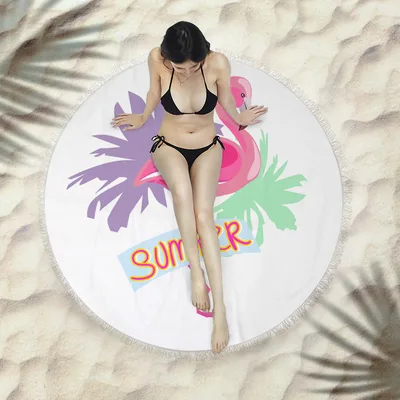 Fringed beach towel round bath towel beach towel X166 150X150 Cm - Shop at LoveMi