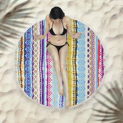 Fringed beach towel round bath towel beach towel X194 150X150 Cm - Shop at LoveMi