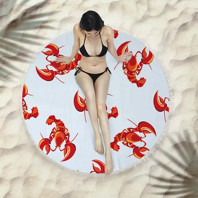 Fringed beach towel round bath towel beach towel X205 150X150 Cmg - Shop at LoveMi