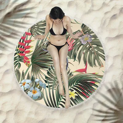Fringed beach towel round bath towel beach towel X220 150X150 Cm - Shop at LoveMi