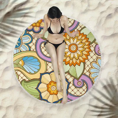 Fringed beach towel round bath towel beach towel X227 150X150 Cm - Shop at LoveMi