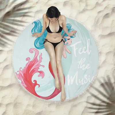 Fringed beach towel round bath towel beach towel X242 150X150 Cm - Shop at LoveMi