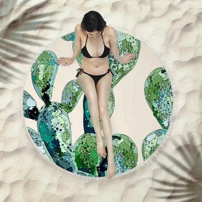 Fringed beach towel round bath towel beach towel X268 150X150 Cm - Shop at LoveMi