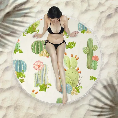 Fringed beach towel round bath towel beach towel X285 150X150 Cm - Shop at LoveMi