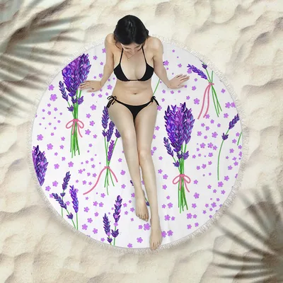 Fringed beach towel round bath towel beach towel X348 150X150 Cm - Shop at LoveMi