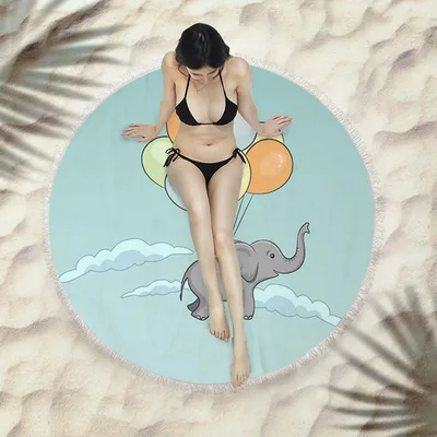 Fringed beach towel round bath towel beach towel X359 150X150 Cm - Shop at LoveMi