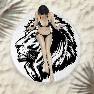 Fringed beach towel round bath towel beach towel X360 150X150 Cm - Shop at LoveMi