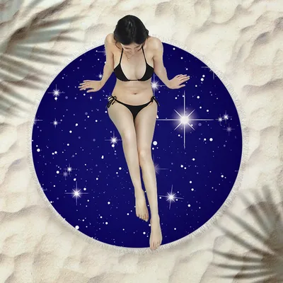 Fringed beach towel round bath towel beach towel X387 150X150 Cm - Shop at LoveMi