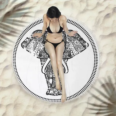 Fringed beach towel round bath towel beach towel X481 150X150 Cm - Shop at LoveMi