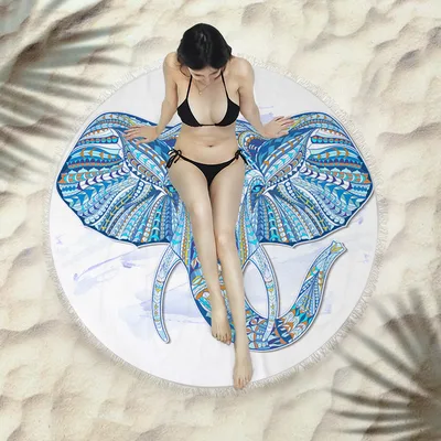 Fringed beach towel round bath towel beach towel X482 150X150 Cm - Shop at LoveMi