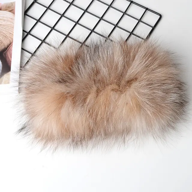 Fashionable fur fox fur warm and cold scarf - Khaki