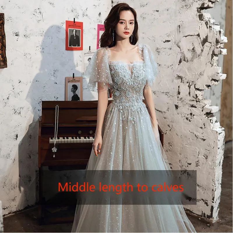 Evening dress is a light and luxurious dress for a banquet Grey - Shop at LoveMi