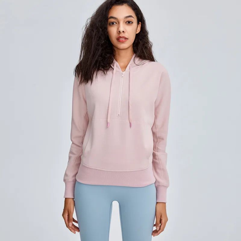 Sports Jacket Women'S Fall Winter Running Training Yoga Clothes Long Sleeved Workout Clothes Tops Net Red Korean Hooded Sweater Pink - Shop at LoveMi