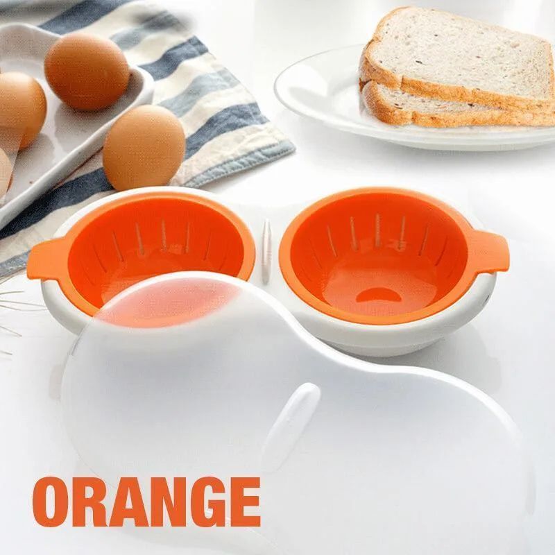 New Creative Egg Poacher Food Grade Cookware Double Cup Egg Boiler Steamed Egg Set Orange - Shop at LoveMi