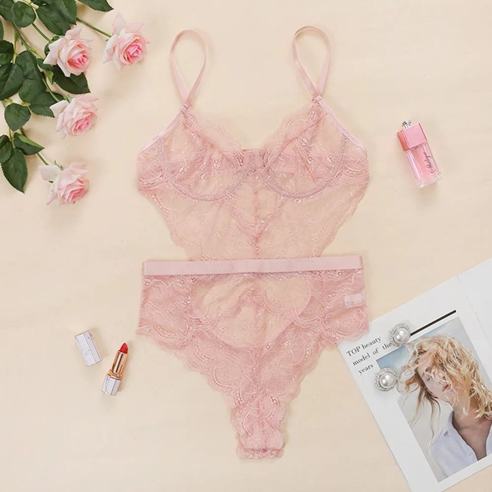 Lace Sexy Lingerie Slim fit Corset Sexy One piece Women Pink - Shop at LoveMi