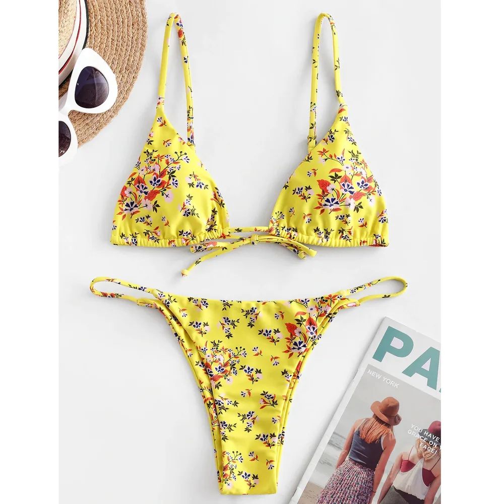 Sexy Halter Tie Dye Bikini Set Yellow - Shop at LoveMi