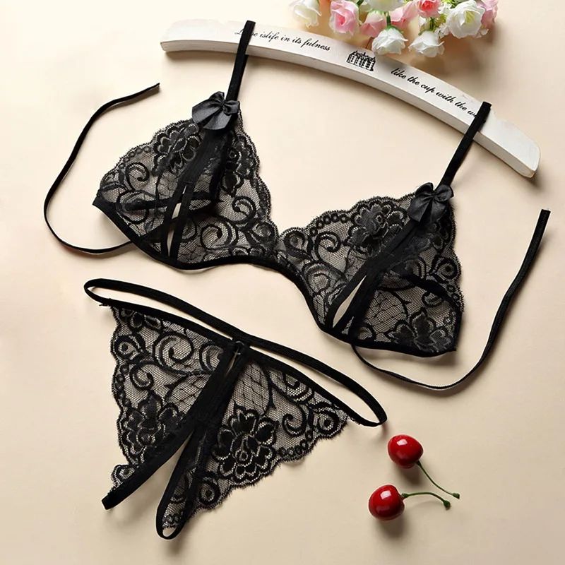 Sexy Lingerie Chiffon Underwear Sleepwear Lingerie Hot Erotic Bra G string Garter Set - Shop at LoveMi