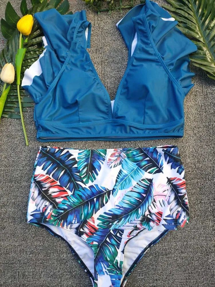 Sexy Swimsuit Printed Split Bikini Swimsuit Women Swimwear Green - Shop at LoveMi