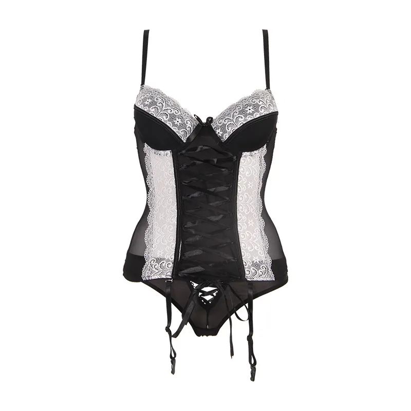 Sexy Lingerie Nightclub Sexy File Underwire Gather Uniform Suit Black And White - Shop at LoveMi